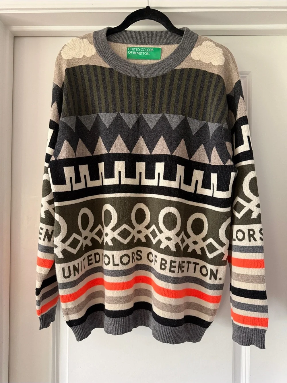 Vintage United Colors of BENETTON Ski Sweater Size XL Wool Blend